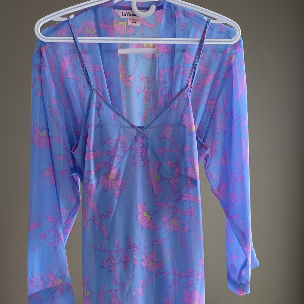 Floral Women's Kimono and Slip Dress S/M  LA VIE EN ROSE